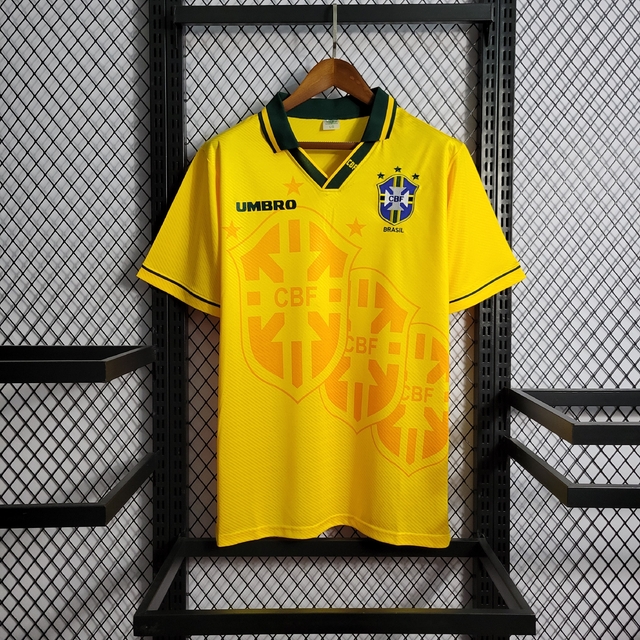 Camisa Retrô Seleção do Brasil Copa 1994 Masculina Torcedor Amarela