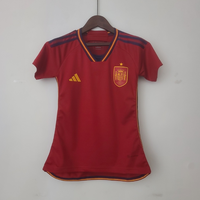 Camisa Seleção da Espanha I Home Copa do Mundo 2022 Feminina Vermelh