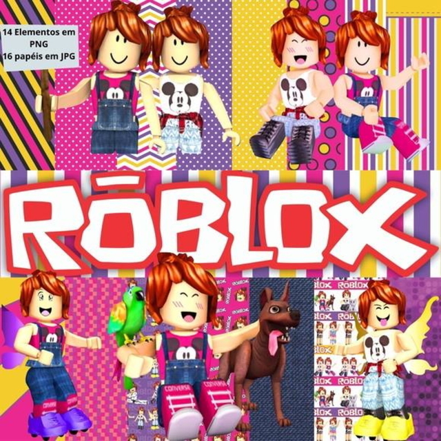 Kit Digital Roblox Rosa - Faça você a sua Festa! Moldes Grátis