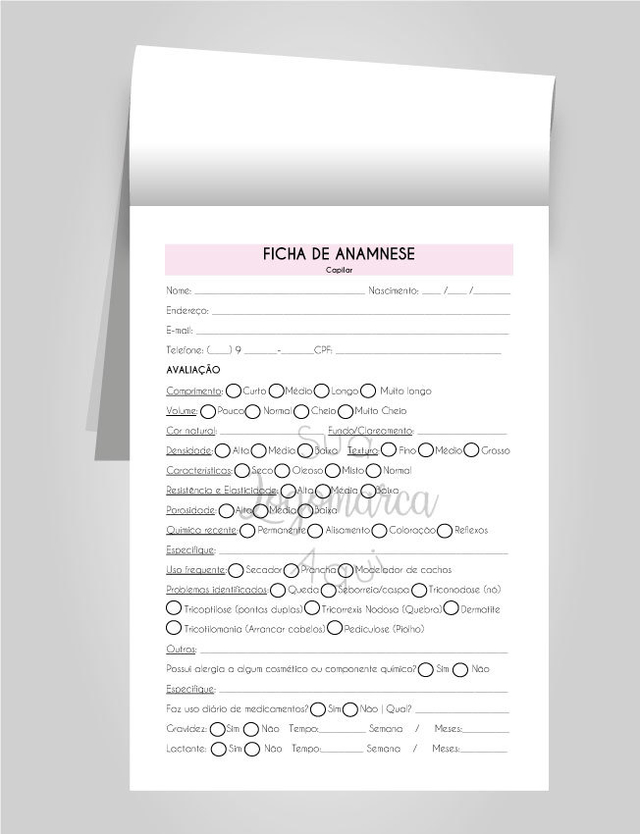 Bloco de Anamnese - Dermaplaning (Modelo 01)