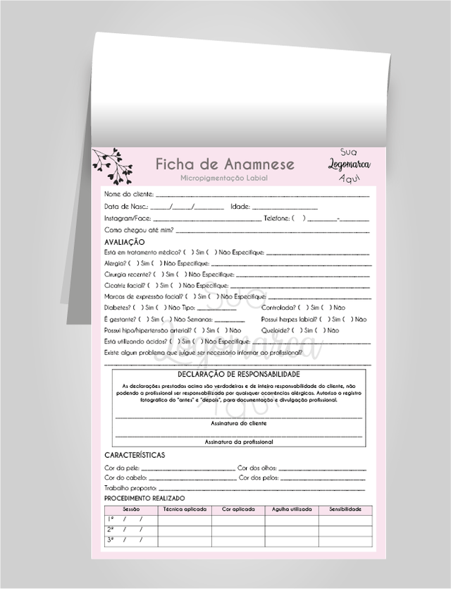 Ficha Anamnese de Micro pigmentação - Eyelash Shop