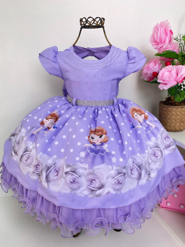 Vestido Temático Princesa Sofia Luxo - Pequenos Encantos Baby