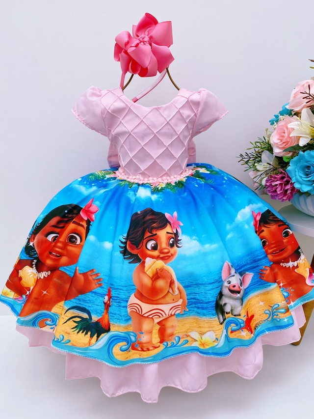 Vestido festa infantil da Moana Bebê