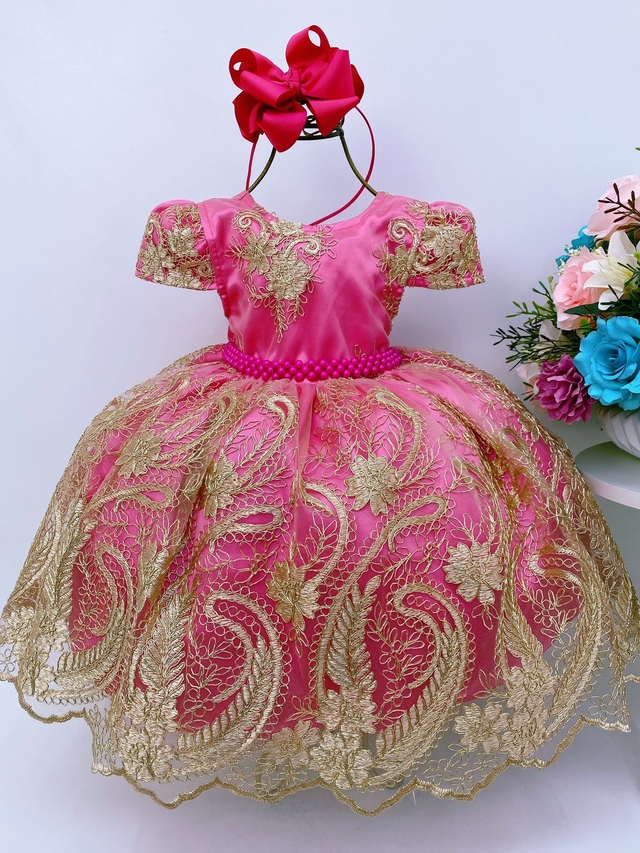 Vestido Infantil Vermelho Renda Princesas Realeza Luxo Festa