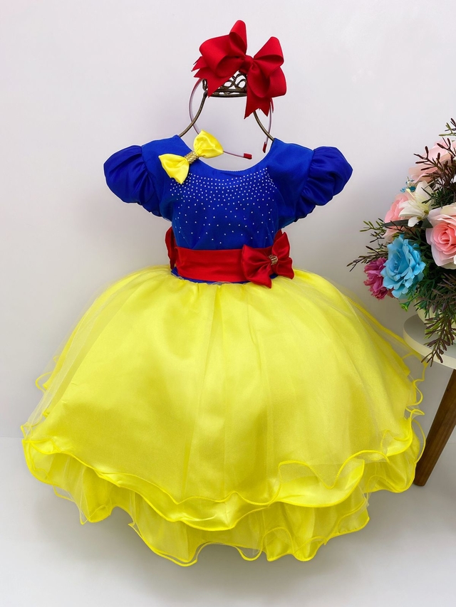 Vestido Infantil Branca De Neve Bebê Princesa Festa De