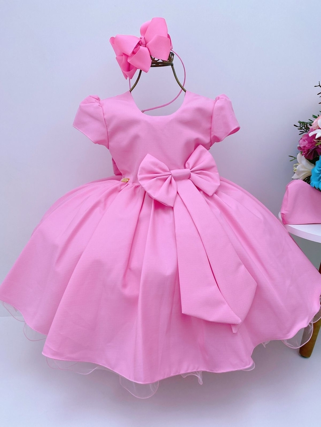 Vestido Infantil Princesa Rosa