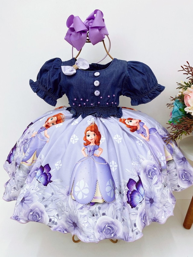 Vestido Infantil Princesa Sofia Lilás Luxo