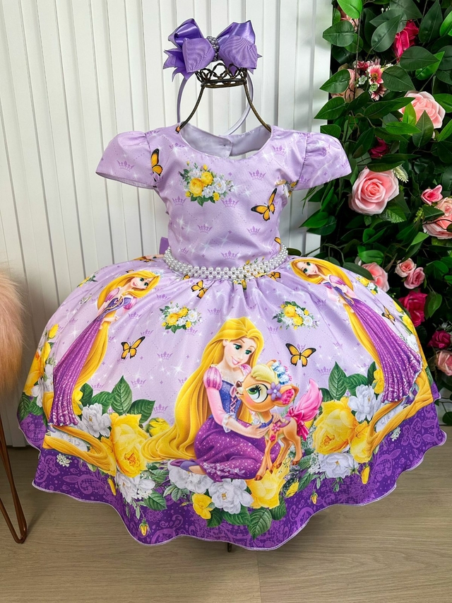 Vestido Princesa Sofia Rapunzel Jardim Encantado Luxo