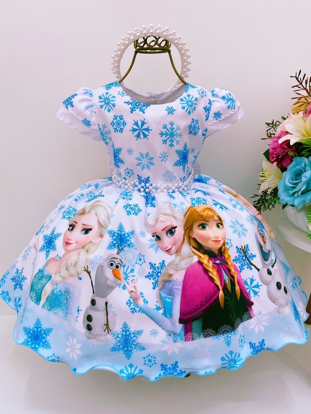 Vestido Infantil Azul Cinderela , Frozen Luxo - Menina bonita 1/2/3 Anos -  Perollas Kids