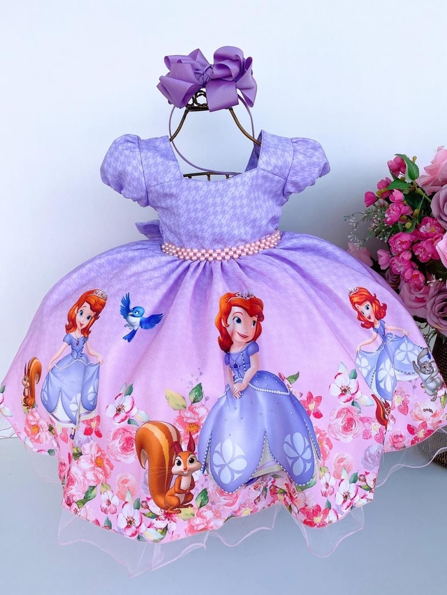 Vestido Princesa Sofia Rapunzel Jardim Encantado Luxo