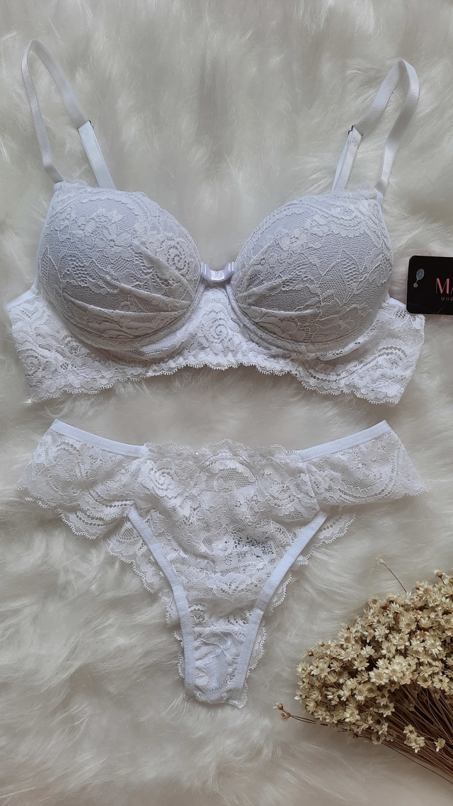 CONJUNTO DE LINGERIE BRANCO (3031) - Magia Moda Íntima