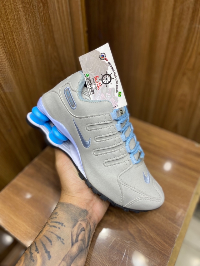 nike shox nz cinza azul bebe