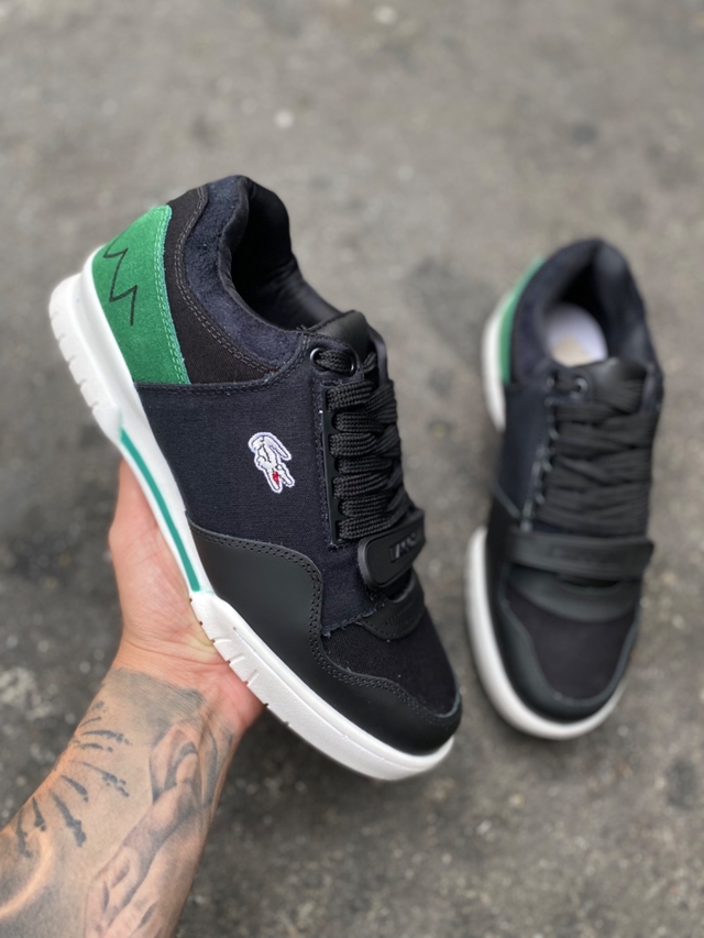 Tenis lacoste preto verde velcro - Faith Store Outlet