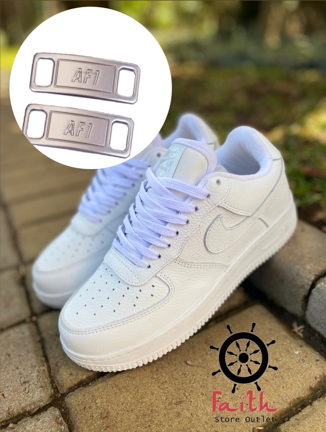 Air Force 1 Branco couro aspero com Pingente