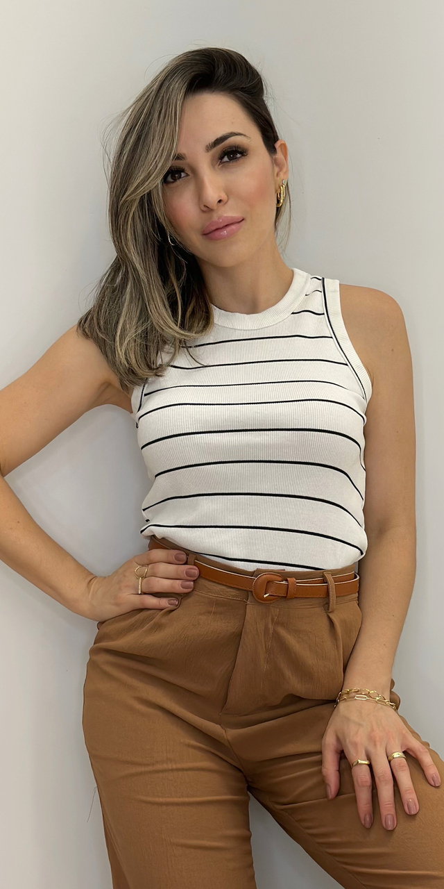 Blusa Feminina Manga Regata Inspiração Zara