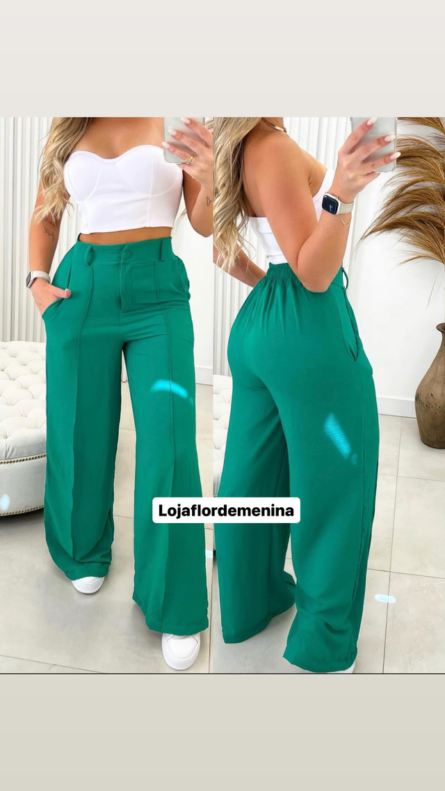 Calça pantalona duna verde - Loja Flor de Menina Store