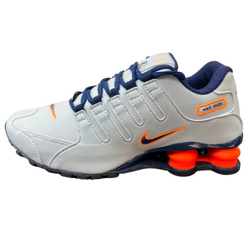 TÊNIS SHOX NZ CINZA AZUL E LARANJA - Poppy Store