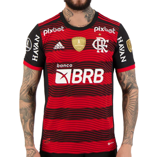 Camisa I Flamengo 2022 Campeão Libertadores TODOS OS PATROCINIOS -  Masculina - Torcedor- Adidas