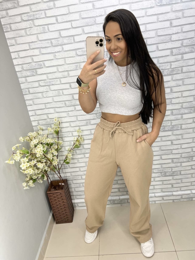 Calça moletom best sale bege