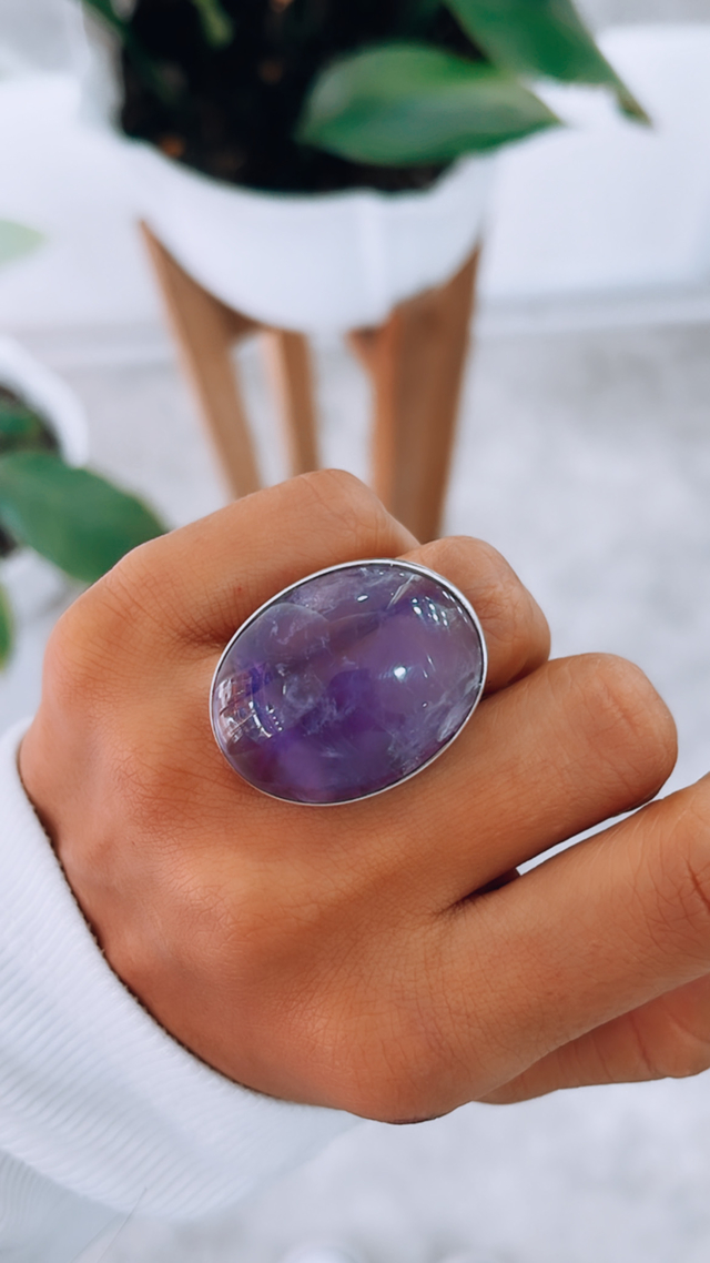 Anillo con piedra amatista precio hotsell