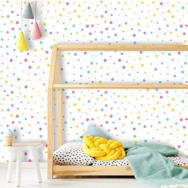 Papel de Parede Infantil Xadrez Rosa, Azul e Amarelo