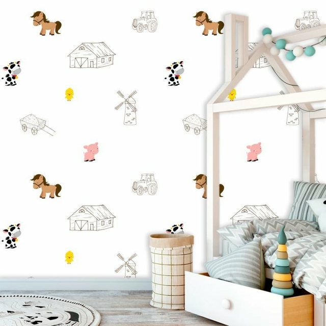 Branco Papel de Parede - Quarto Infantil e Bebê - Xadrez