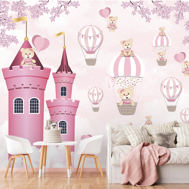 Papel De Parede Personalizado Castelo Princesas Em Aquarela