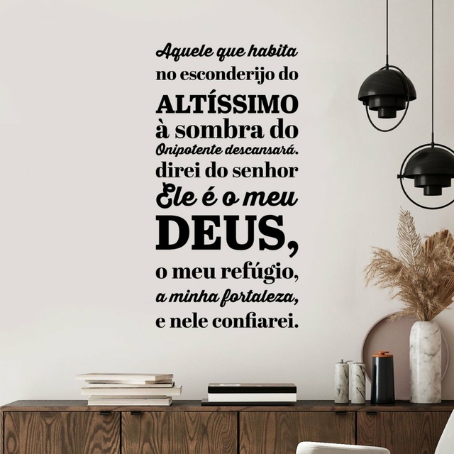 Quadro Decorativo Salmo 91 Frase Religioso