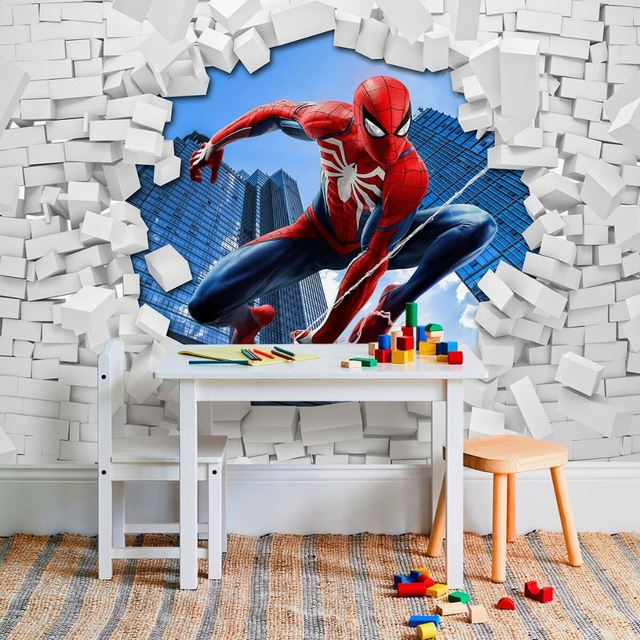 Papel De Parede Personalizado Homem-Aranha Marvel Buraco 3D