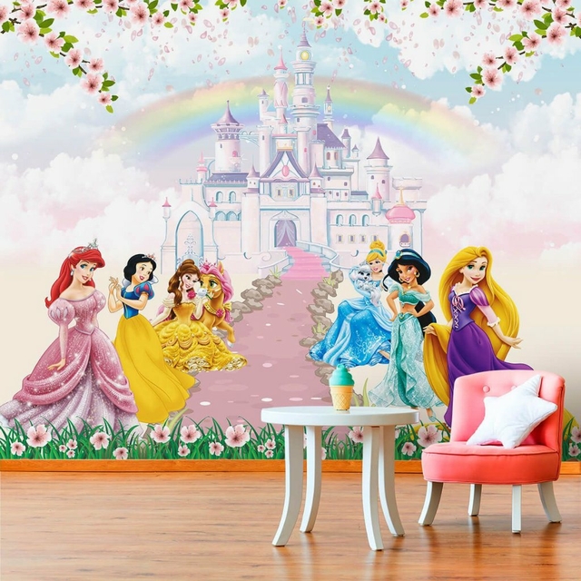Papel De Parede Personalizado Castelo Princesas Em Aquarela