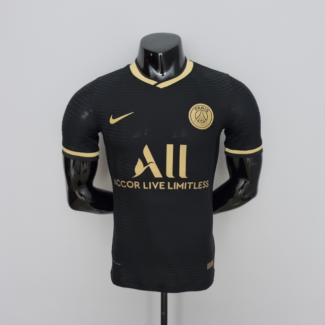 Camisa PSG "Versão Black Gold" 22/23 Jogador Nike - Preta e Dourada