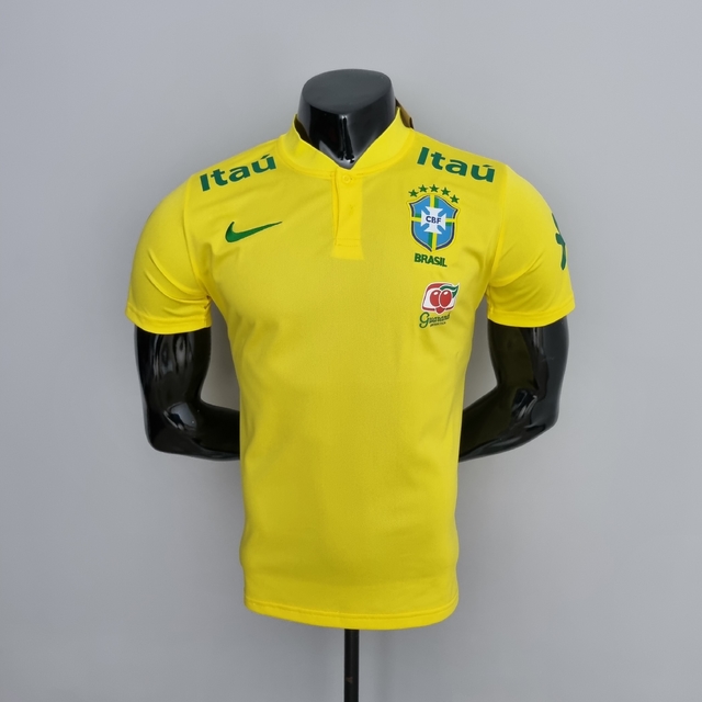Camisa Polo Gola Baixa Brasil 2022 Nike - Amarela