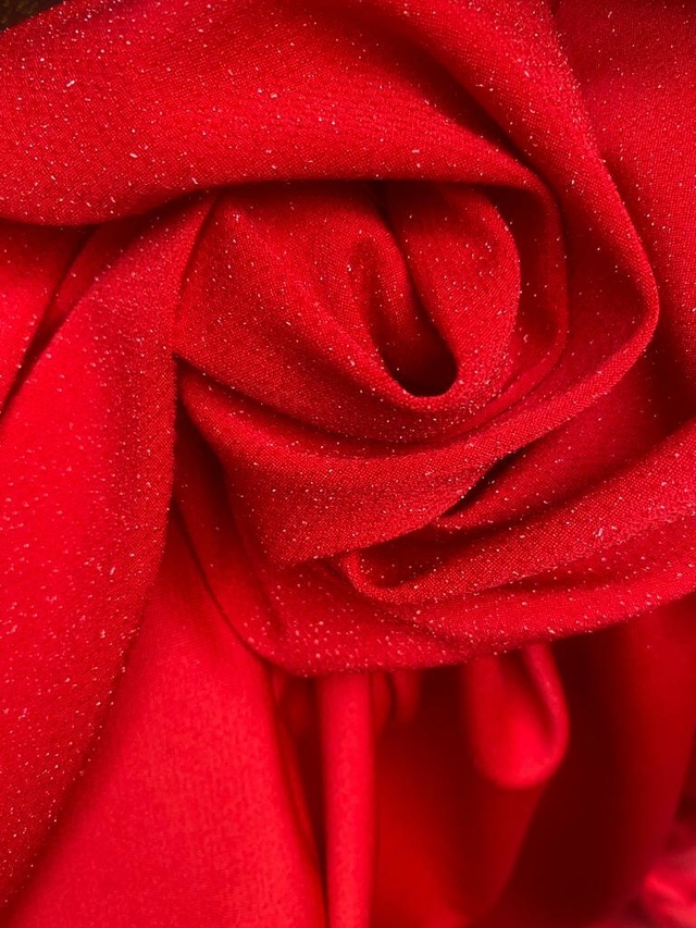 Malha Lurex Vermelho com Brilho Prata - Innov Textil