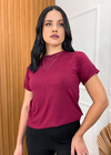 Blusa T-shirt Feminina Malha Vinho Cherry