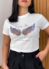 Blusa T-Shirt Feminina Algodão Asas Off-White