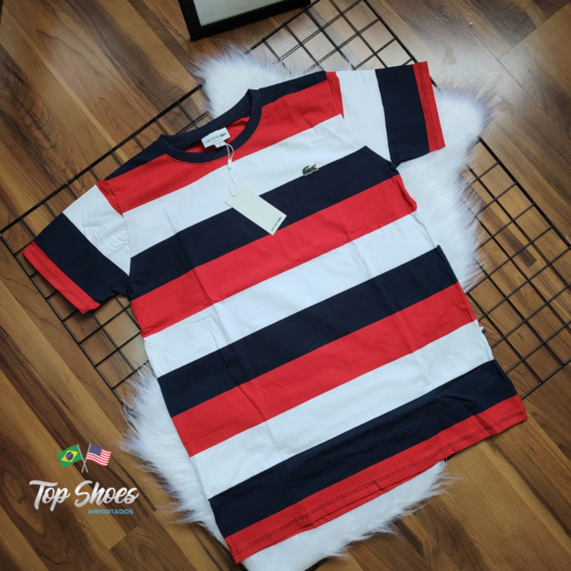 Camisa Lacoste Listrada Malha Peruana Fio.40