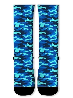 Meia Divertida e Colorida - Camuflada Azul - comprar online