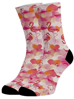 Meia Divertida e Colorida - Flamingo Rosa
