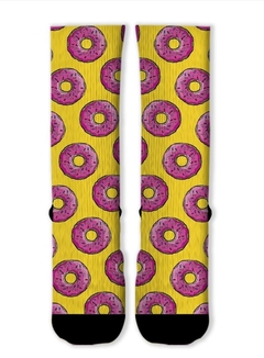 Meia Divertida e Colorida - Donuts yellow pink - comprar online
