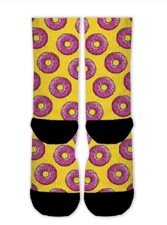 Meia Divertida e Colorida - Donuts yellow pink na internet