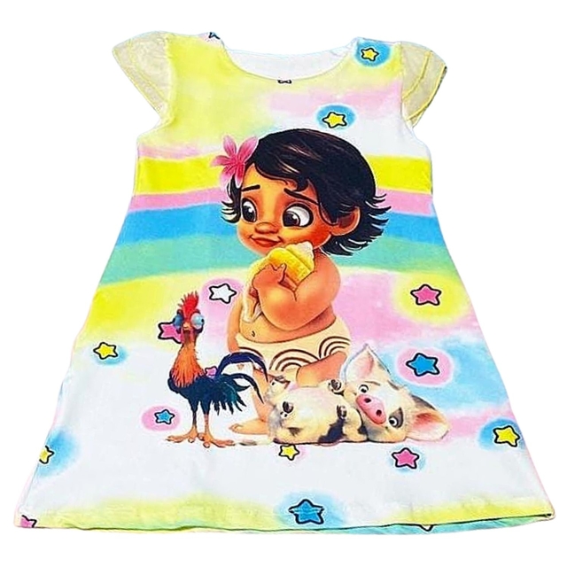 Vestido moana baby com manga 1 2 4 6 anos infantil