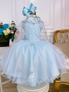 Vestido Infantil de Festa Azul Fantasia Frozen Princesa Elsa de Arendelle