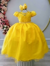 Vestido Infantil Longo Dama de Honra Amarelo Casamento Renda