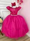 Vestido Infantil Longo Dama de Honra Pink Busto Rendado