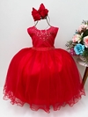 Vestido Infantil Longo Vermelho Princesa Luxo Festas