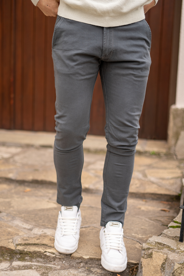 PANTALON CORTE CHINO GRIS