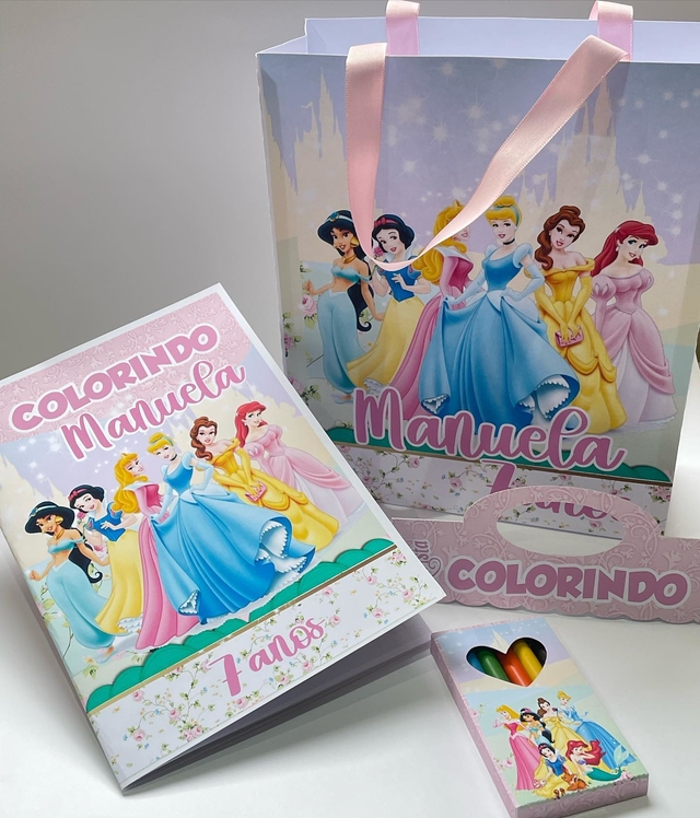 Kit 10 Revistinhas Colorir Pintar Princesas Meninas Brincar