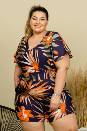 Macaquinho estampado plus size cheap