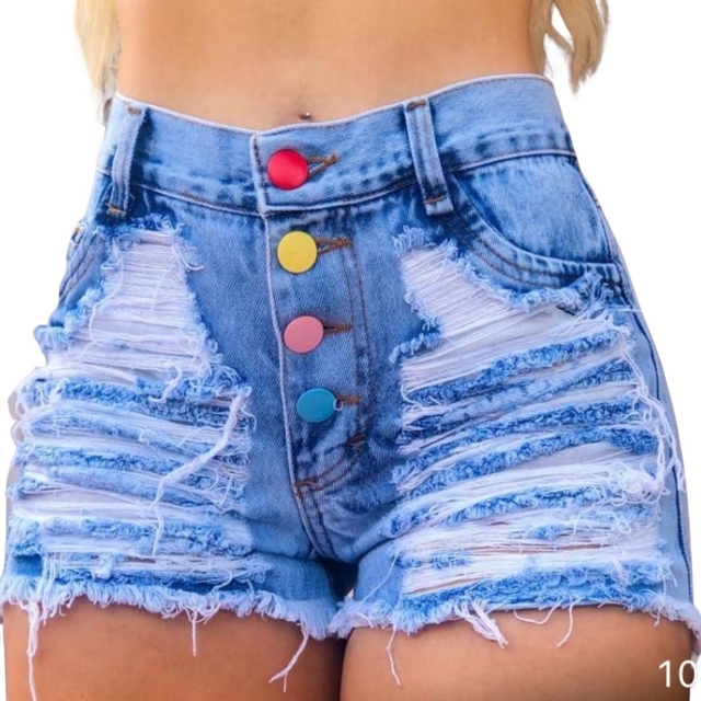 VS STORE Shorts Jeans Pedal 4 Botoes Tendência Verão