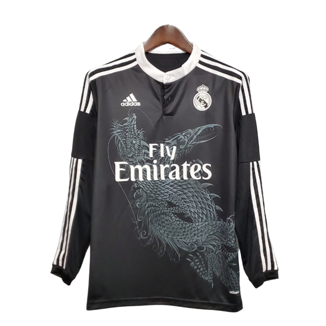 Camisa Manga Longa Retrô do Real Madrid 14/15 Dragão Masculina - Pre